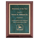 Cherry Finish Plaque with Emerald Marble Gold 8" x 10" Hand Rubbed Border LaserFX Plate