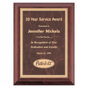 Cherry Finish Plaque with Ruby Marble Gold 9" x 12" Hand Rubbed Border LaserFX Plate