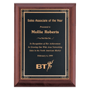Cherry Finish Plaque with Black Gold 9" x 12" Hand Rubbed Florentine Border LaserFX Plate
