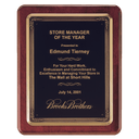 Rosewood Piano Finish Plaque w/Bronze Finish Cast Frame and Black Brass 10 1/2" x 13" Plate