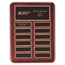 9" x 12" Rosewood Piano Finish 12 Perpetual Plates Plaque with Laserable Black Brass Plates