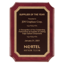 11" x 15" Airflyte Rosewood Piano Finish Plaque with Gold Border LaserFX Plate
