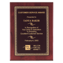 Rosewood Piano Finish Plaque with Gold Florentine Border Laserable Black Brass 7" x 9" Airflyte Premium PLate