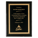 Black Piano Finish Plaque with Gold 7" x 9" Airflyte Premium Florentine Border LaserFX Plate