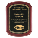 10 1/2" x 13" Airflyte Rosewood Piano Finish Plaque with Black Florentine Gold LaserFX Plate