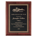10 1/2" x 13" Airflyte Premium Rosewood Piano Finish Plaque with Gold Border Black Laserable Brass Plate