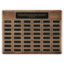 Walnut 48 Plate Perpetual Plaque with Black Brass 20" x 30"/Plates 1 1/2" x 3 3/4" American Plates