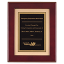 12" x 15" Rosewood Piano Finish Frame with Black LaserFX Plate on Brushed Gold Metal Background