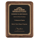 Walnut Piano Finish Plaque with Gold 7" x 9" Airflyte Premium Florentine Border LaserFX Plate