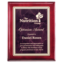 Rosewood Piano Finish Plaque with Ruby Marble/Gold 9" x 12" Florentine Design LaserFX Plate