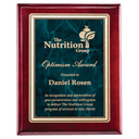 Rosewood Piano Finish Plaque with Emerald Marble/Gold 8" x 10" Florentine Design LaserFX Plate