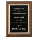 Walnut Piano Finish Plaque with Textured Black/Gold 7" x 9" Airflyte Florentine Border LaserFX Plate