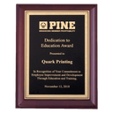 Hand Rubbed Cherry Finish Plaque with Gold Florentine Border Black LaserFX Plate