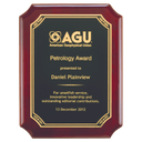 9" x 12" Airflyte Rosewood Piano Finish Plaque with Black/Gold Florentine Leaf Design LaserFX Plate