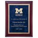 Rosewood Piano Finish Plaque with Sapphire Marble with Gold 7" x 9" Airflyte Florentine Border LaserFX Plate