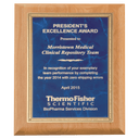 Alder Wood Plaque with Sapphire Marble Gold 8" x 10" Natural Florentine Bordered LaserFX Plate