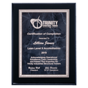 9" x 12" Airflyte Black High Gloss Plaque with Gray Marble/Silver Florentine Border