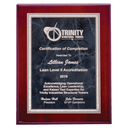 Rosewood High Gloss Plaque with Gray Marble/Silver 7" x 9" Airflyte Florentine Border Plate