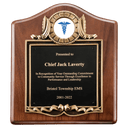 10" x 12" American Walnut Plaque with Gold Border Decorative Frame with 2" Insert Holder, Laserable Black Brass Plate- Witney Series