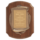 Walnut Notch Corner Plaque w/Antique Bronze Scroll/Brushed Brass 11" x 15" American Plate