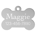 Silver 1 1/4" x 3/4" Laserable Anodized Aluminum Bone Pet Tag