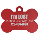 Red 1 1/2" x 1" Laserable Anodized Aluminum Bone Pet Tag