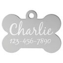 Silver 1 1/2" x 1" Laserable Anodized Aluminum Bone Pet Tag