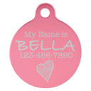 Pink 1" Laserable Anodized Aluminum Round Pet Tag with Tab