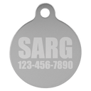 Silver 1" Laserable Anodized Aluminum Round Pet Tag with Tab