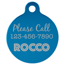 Blue 1 1/4" Laserable Anodized Aluminum Round Pet Tag with Tab