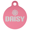 Pink 1 1/4" Laserable Anodized Aluminum Round Pet Tag with Tab