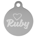 Silver 1 1/4" Laserable Anodized Aluminum Round Pet Tag with Tab