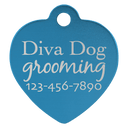 Blue 1" x 1" Laserable Anodized Aluminum Heart Pet Tag