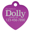 Purple 1" x 1" Laserable Anodized Aluminum Heart Pet Tag