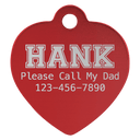 Red 1" x 1" Laserable Anodized Aluminum Heart Pet Tag