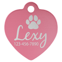 Pink 1 1/4" x 1 1/4" Laserable Anodized Aluminum Heart Pet Tag