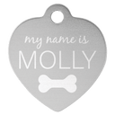Silver 1 1/4" x 1 1/4" Laserable Anodized Aluminum Heart Pet Tag