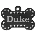 Black 1 1/2" x 1" Laserable Anodized Aluminum Swarovski Bling Bone with Tab