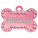 Pink 1 1/2" x 1" Laserable Anodized Aluminum Swarovski Bling Bone with Tab