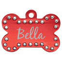 Red 1 1/2" x 1" Laserable Anodized Aluminum Swarovski Bling Bone with Tab