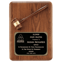 11" x 15" Walnut Plaque with Walnut Gavel, Gavel Band and Laserable Black Brass Plate