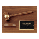 9" x 12" Solid Walnut Plaque with a Walnut Gavel, Gold Gavel Band, Black Laserable Brass Plate and a Walnut Half Sounding Block