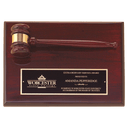 9" x 12" Rosewood Piano Finish Gavel Plaque with Black Laserable Brass Plate