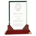 9 3/4" Rectangle Prestige Glass with Rosewood Piano Finish Base