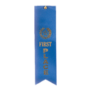 Blue 1st Place Carded Ribbon with String