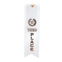 White 3rd Place Carded Ribbon with String
