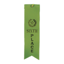 Green 6th Place Carded Ribbon with String