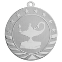 Bright Silver 2 3/4" Lamp of Knowledge Starbrite Medal
