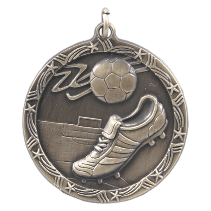 Antique Gold 1 3/4" Soccer Shooting Star Medal