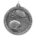 Antique Silver 1 3/4" Football Shooting Star Medal